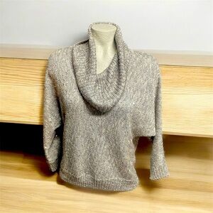 INC Grey With Silver Sequin Cowl Neck Sweater Size L